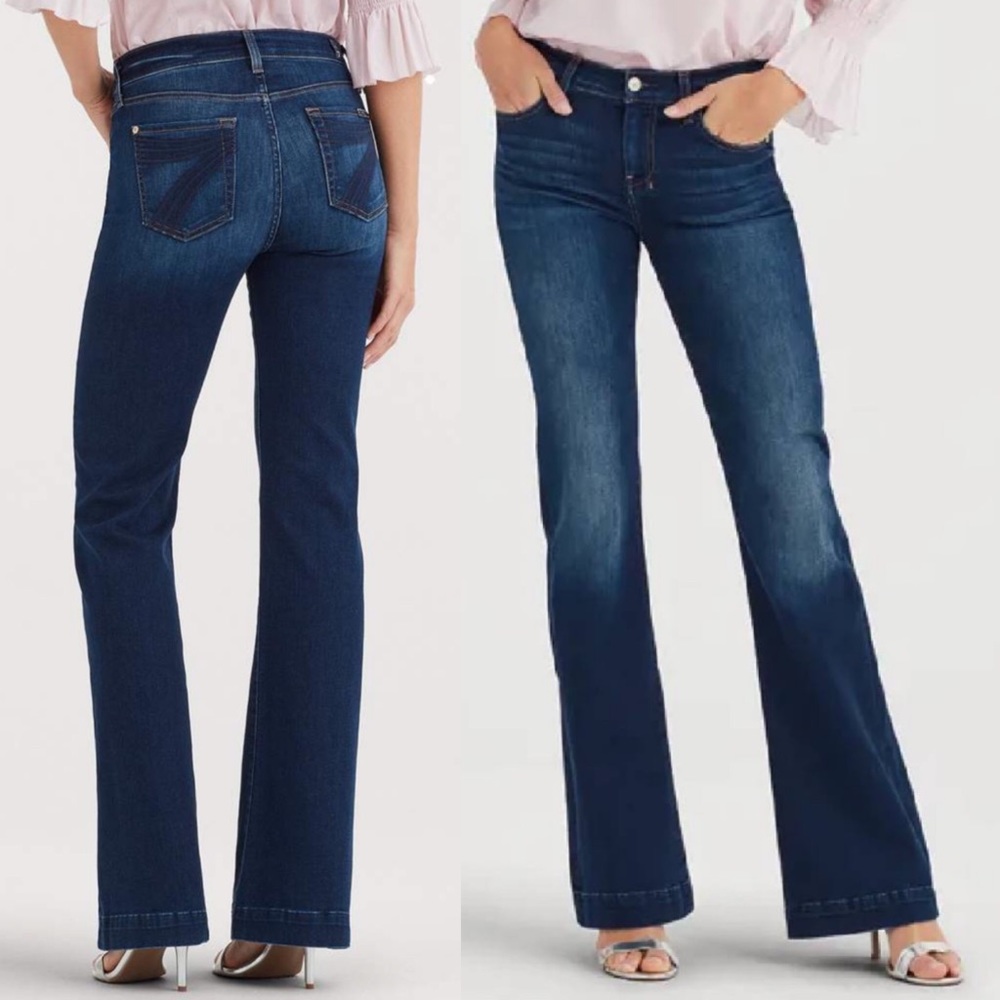 7 FAM Dojo Flare Leg Medium Wash Jeans Mid Rise
